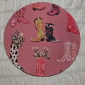 Pink Western Cowgirl Round Mouse Pad