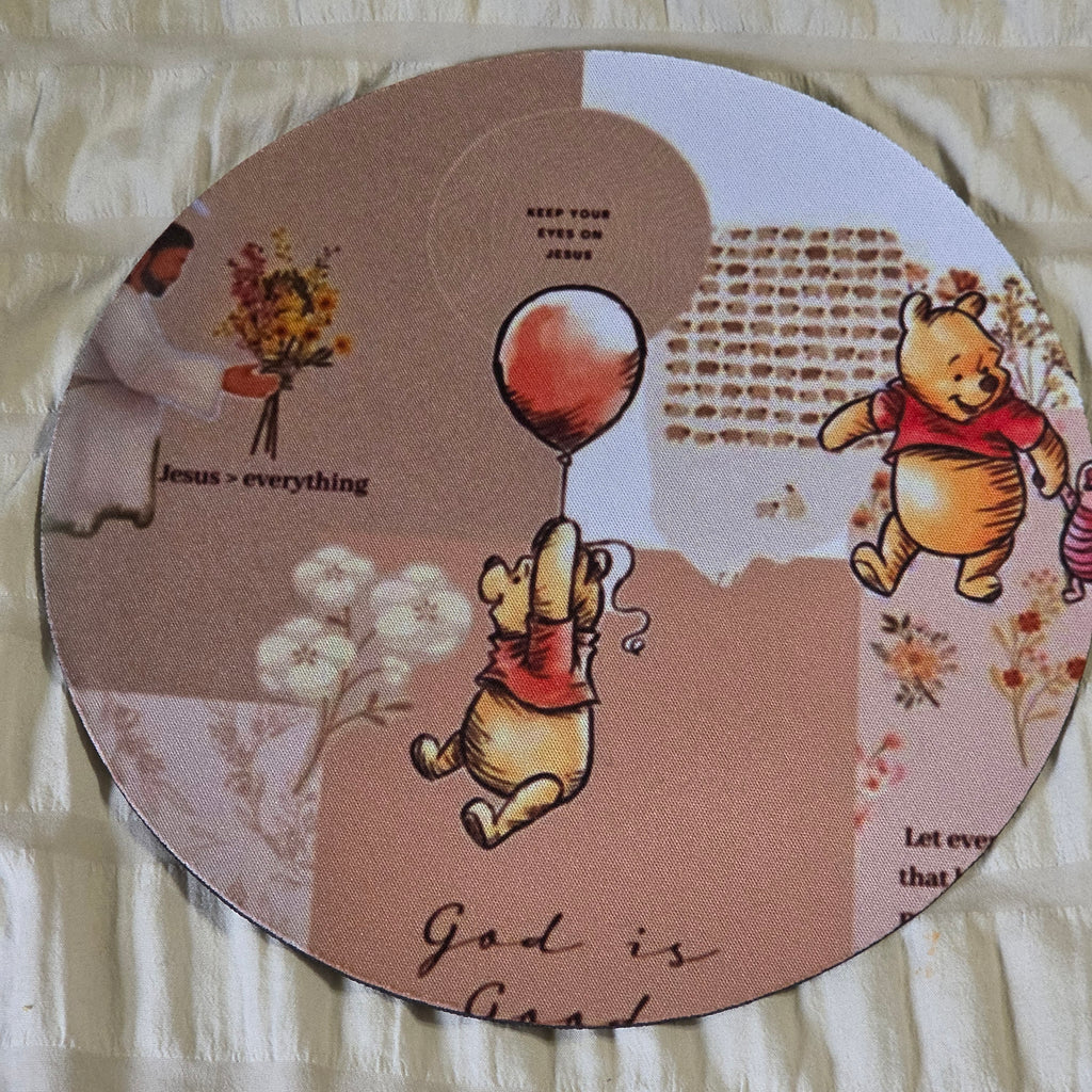 Sweet Honey Bear Inspired Round Mouse Pad