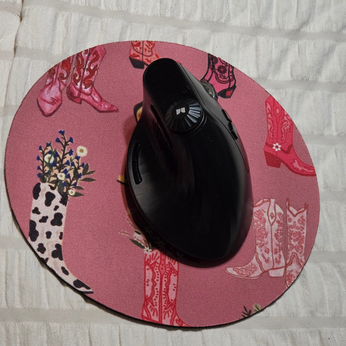 Pink Western Cowgirl Round Mouse Pad